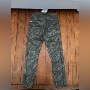 Fabletics Olive and Silver Patterned Leggings
